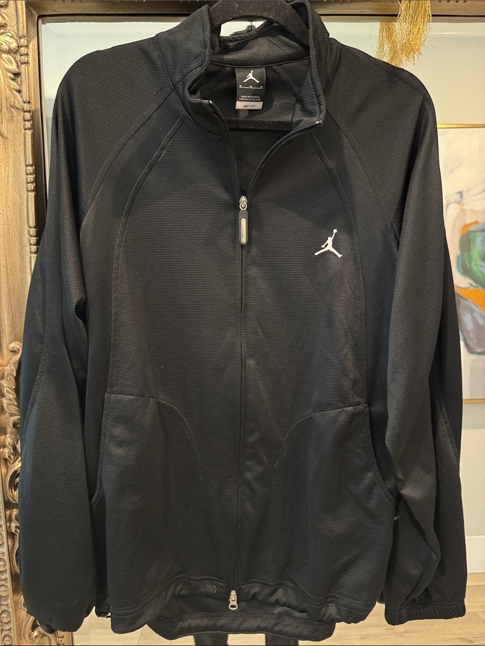 Jordan Black Full-Zip Performance Jacket with White Jumpman - Picture 1 of 3